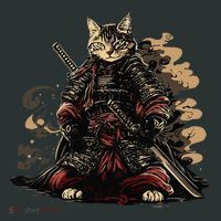Samurai Cat Japanese Graphic Art Anime Warrior Cat Lover Infant Baby Jersey Bodysuit thumb 2