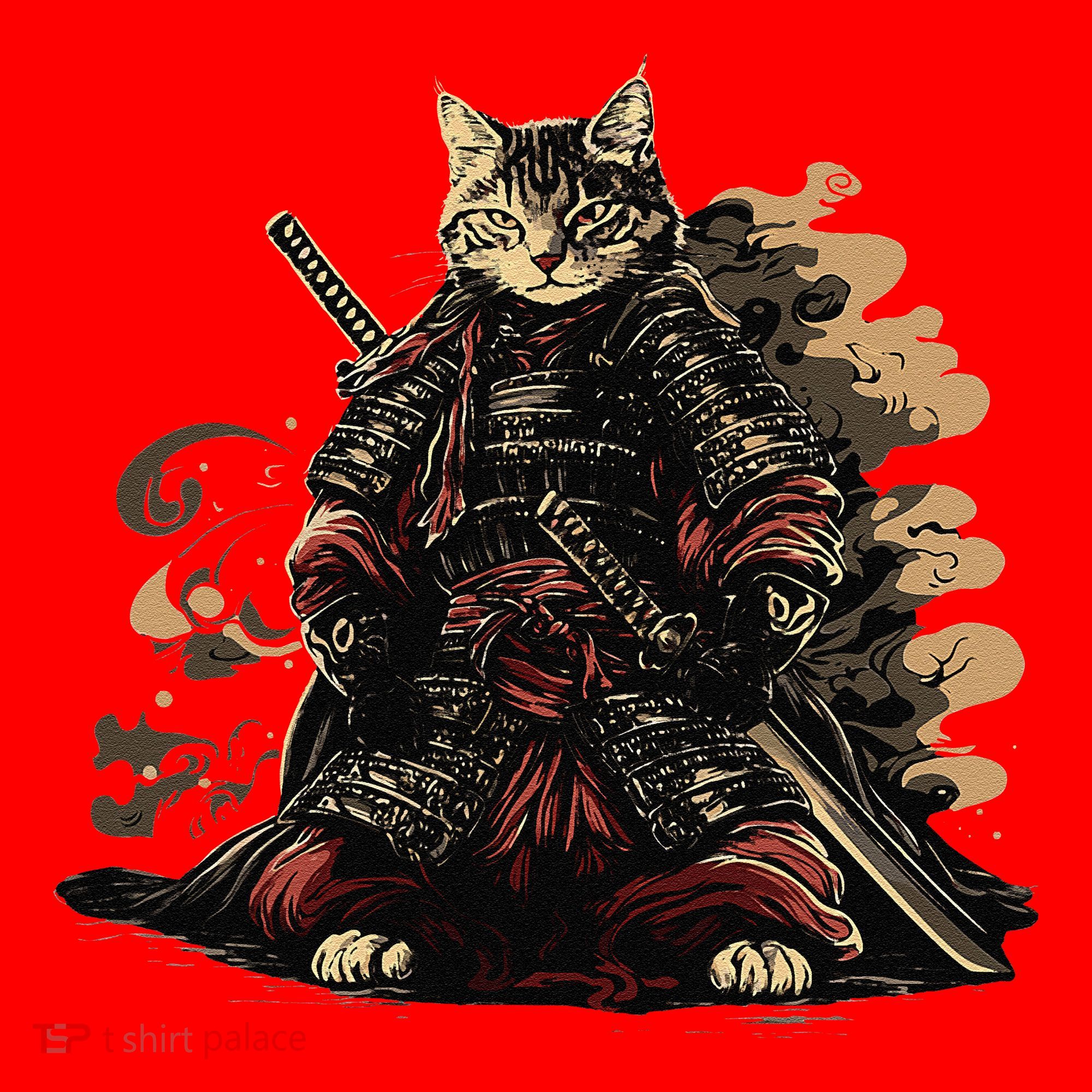 Samurai Cat Japanese Graphic Art Anime Warrior Cat Lover Santa Hat
