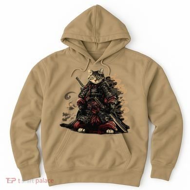 Samurai Cat Japanese Graphic Art Anime Warrior Cat Lover Hoodie