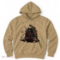 Samurai Cat Japanese Graphic Art Anime Warrior Cat Lover Hoodie thumb 0