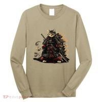 Samurai Cat Japanese Graphic Art Anime Warrior Cat Lover Long Sleeve Shirt thumb 0