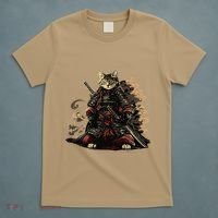 Samurai Cat Japanese Graphic Art Anime Warrior Cat Lover T-Shirt thumb 5