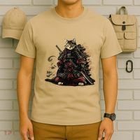 Samurai Cat Japanese Graphic Art Anime Warrior Cat Lover T-Shirt thumb 6