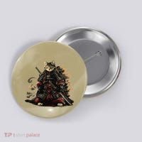 Samurai Cat Japanese Graphic Art Anime Warrior Cat Lover Button thumb 0