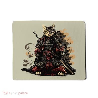Samurai Cat Japanese Graphic Art Anime Warrior Cat Lover Mousepad