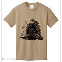 Samurai Cat Japanese Graphic Art Anime Warrior Cat Lover Kids T-Shirt thumb 0