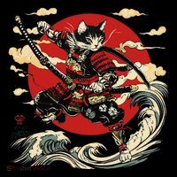 Samurai Cat Japanese Graphic Art Anime Warrior Cat Lover Coffee Mug thumb 5