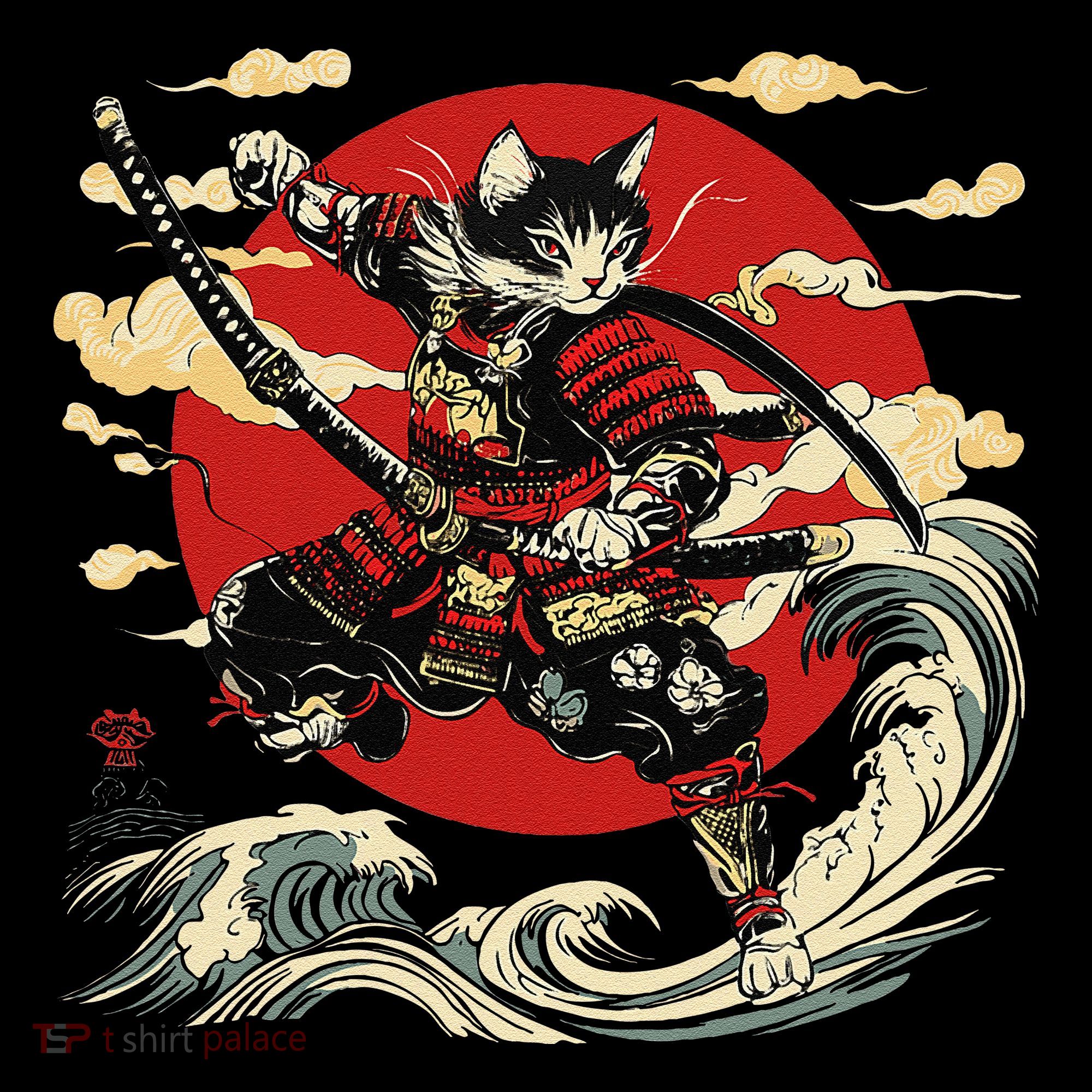 Samurai Cat Japanese Graphic Art Anime Warrior Cat Lover Coffee Mug