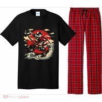 Samurai Cat Japanese Graphic Art Anime Warrior Cat Lover Pajama Set thumb 0