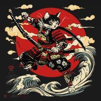 Samurai Cat Japanese Graphic Art Anime Warrior Cat Lover Women's Hoodie thumb 2