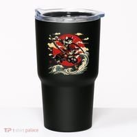 Samurai Cat Japanese Graphic Art Anime Warrior Cat Lover Tumbler thumb 0