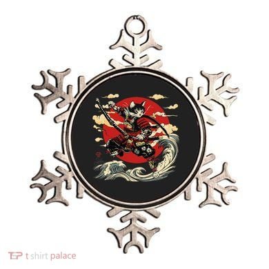 Samurai Cat Japanese Graphic Art Anime Warrior Cat Lover Ornament