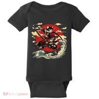 Samurai Cat Japanese Graphic Art Anime Warrior Cat Lover Baby Bodysuit thumb 0