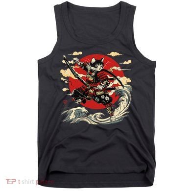 Samurai Cat Japanese Graphic Art Anime Warrior Cat Lover Tank Top