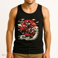 Samurai Cat Japanese Graphic Art Anime Warrior Cat Lover Tank Top thumb 3