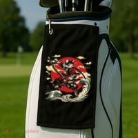 Samurai Cat Japanese Graphic Art Anime Warrior Cat Lover Golf Towel thumb 2