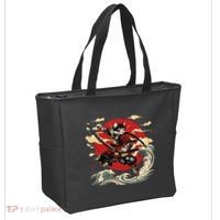 Samurai Cat Japanese Graphic Art Anime Warrior Cat Lover Tote Bag thumb 2