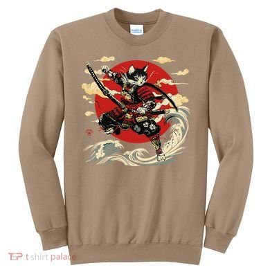 Samurai Cat Japanese Graphic Art Anime Warrior Cat Lover Sweatshirt