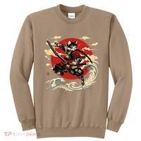 Samurai Cat Japanese Graphic Art Anime Warrior Cat Lover Sweatshirt thumb 0