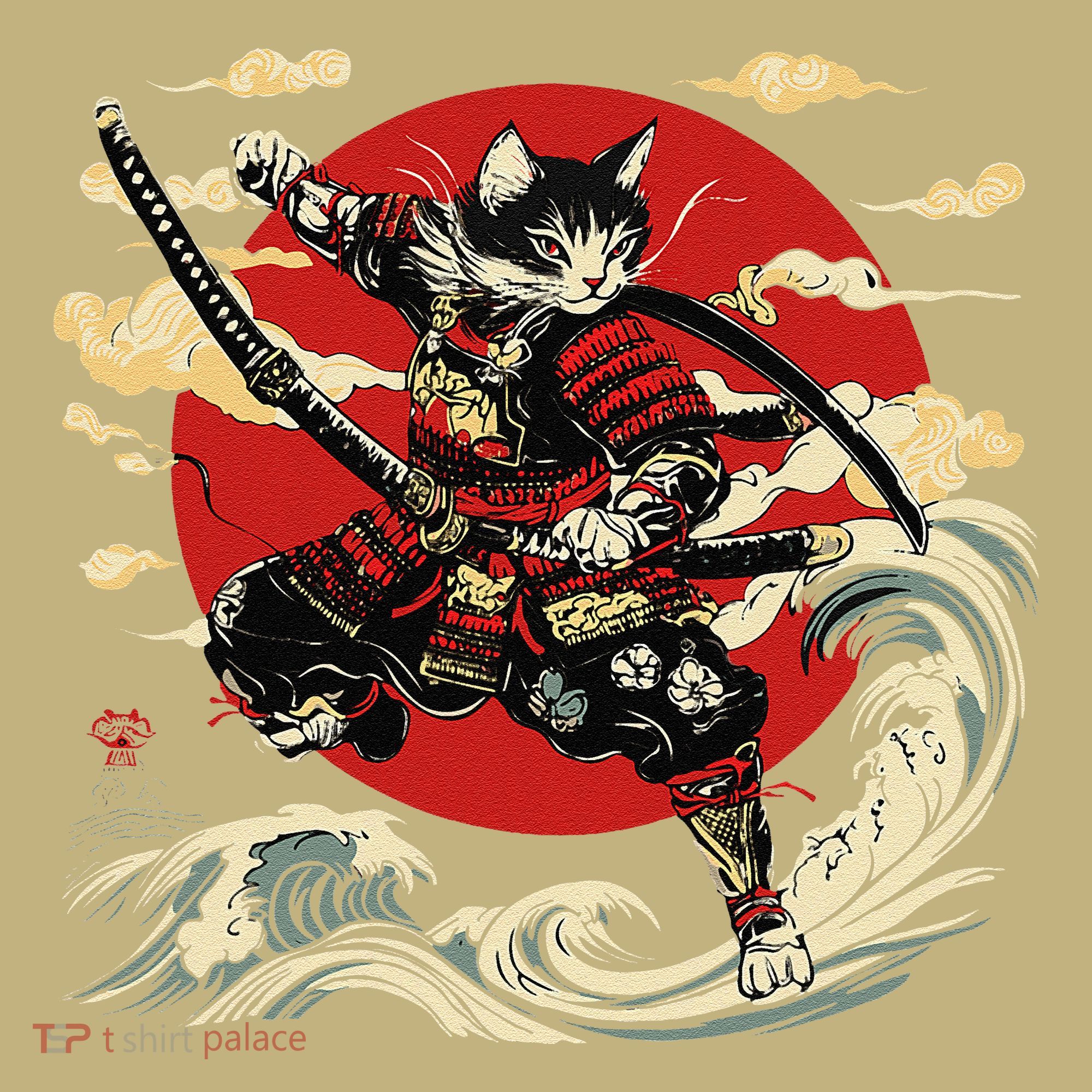 Samurai Cat Japanese Graphic Art Anime Warrior Cat Lover Sweatshirt