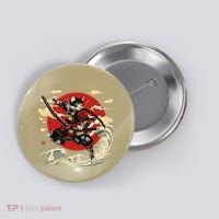 Samurai Cat Japanese Graphic Art Anime Warrior Cat Lover Button thumb 0