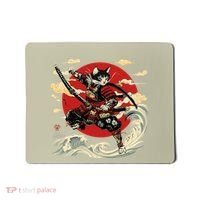 Samurai Cat Japanese Graphic Art Anime Warrior Cat Lover Mousepad thumb 0