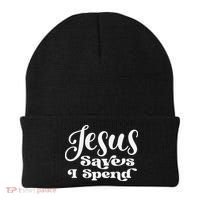 Sassy Christian Jesus Saying - Jesus Saves I Spend Beanie thumb 0