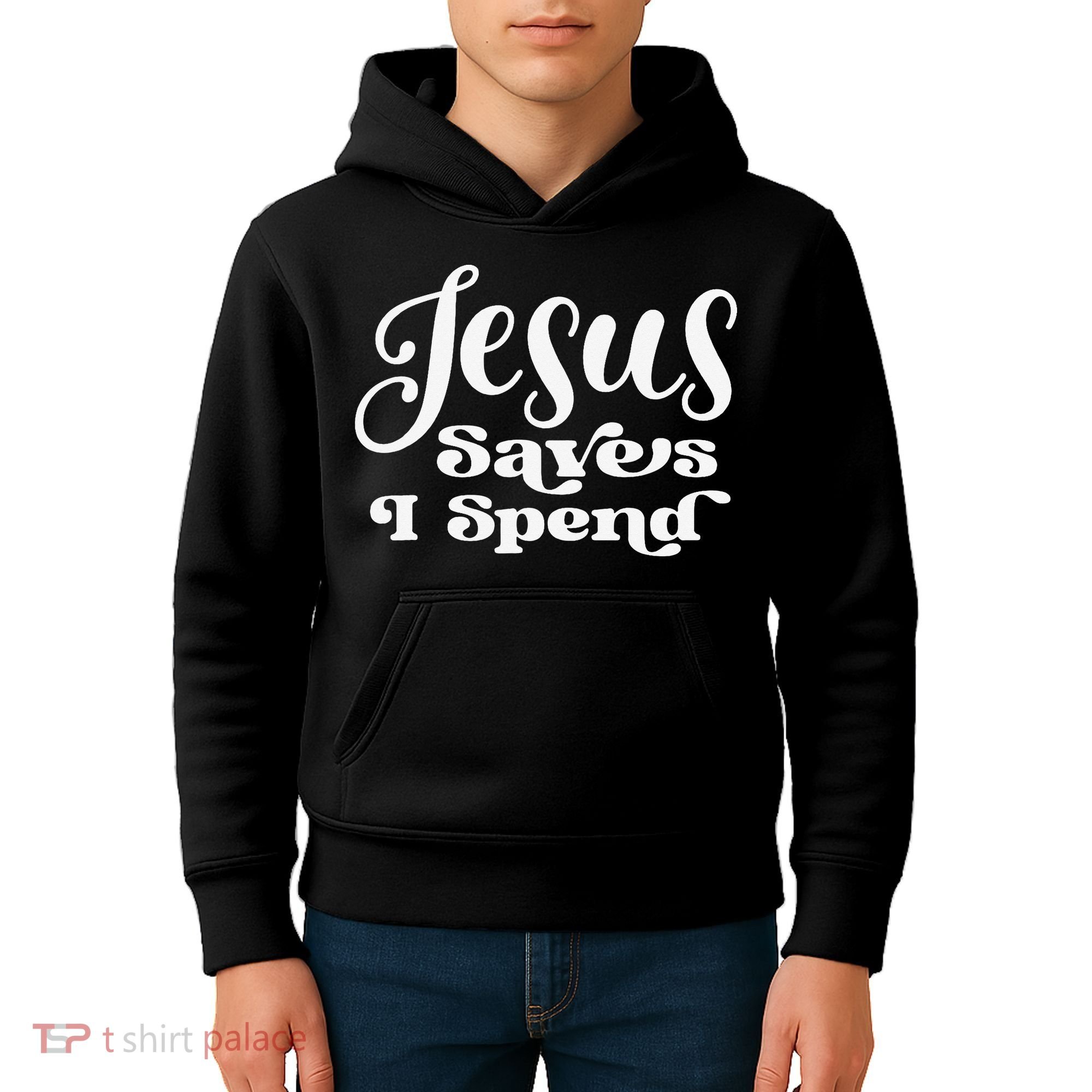 Sassy Christian Jesus Saying - Jesus Saves I Spend Kids Hoodie