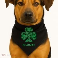 Slainte Celtic Knot Irish Shamrock USA-Made Doggie Bandana thumb 1