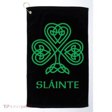 Slainte Celtic Knot Irish Shamrock Golf Towel