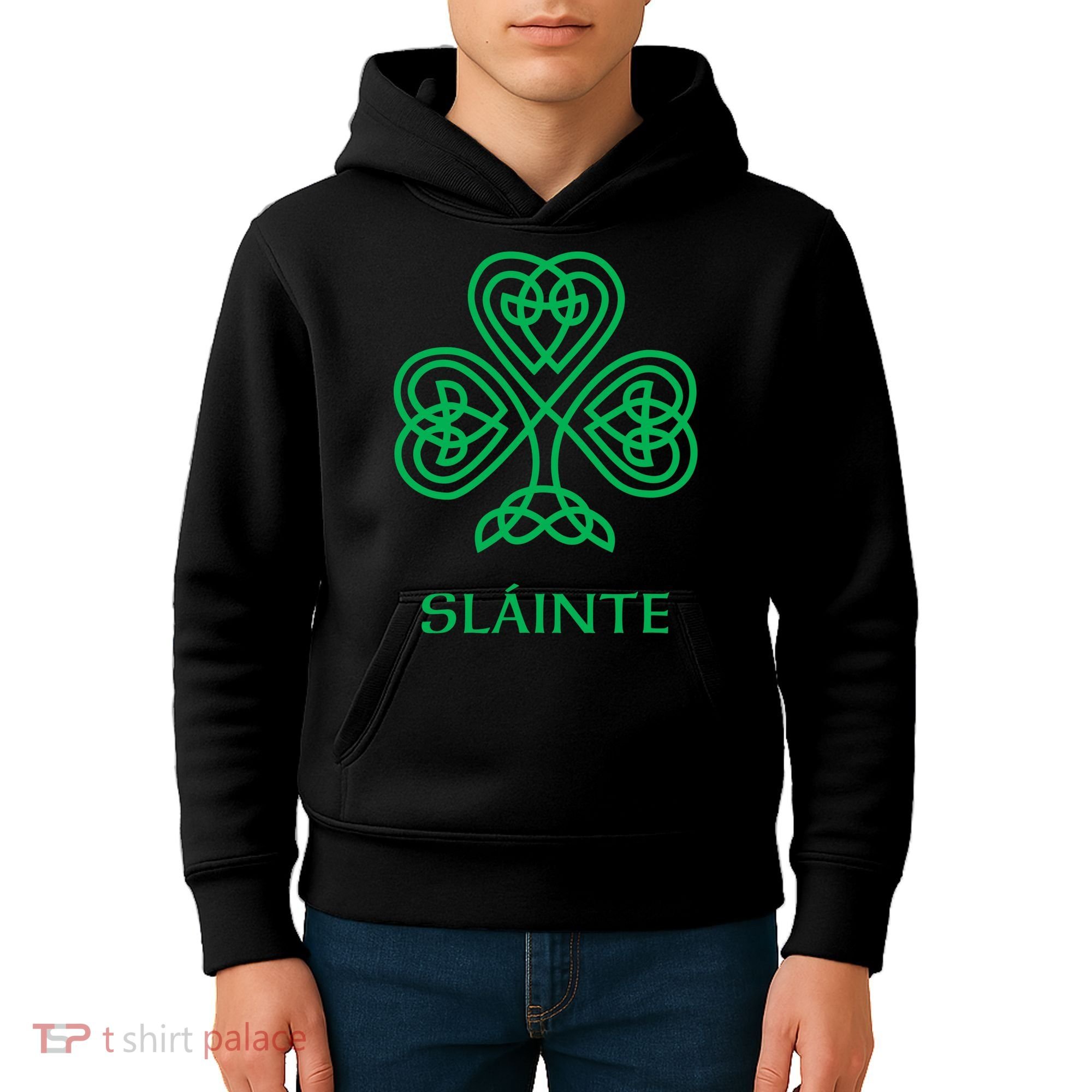 Slainte Celtic Knot Irish Shamrock Kids Hoodie