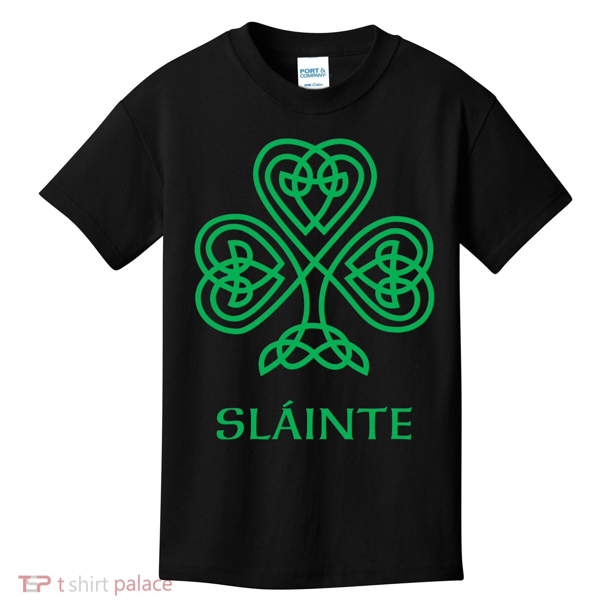 Slainte Celtic Knot Irish Shamrock Kids T-Shirt