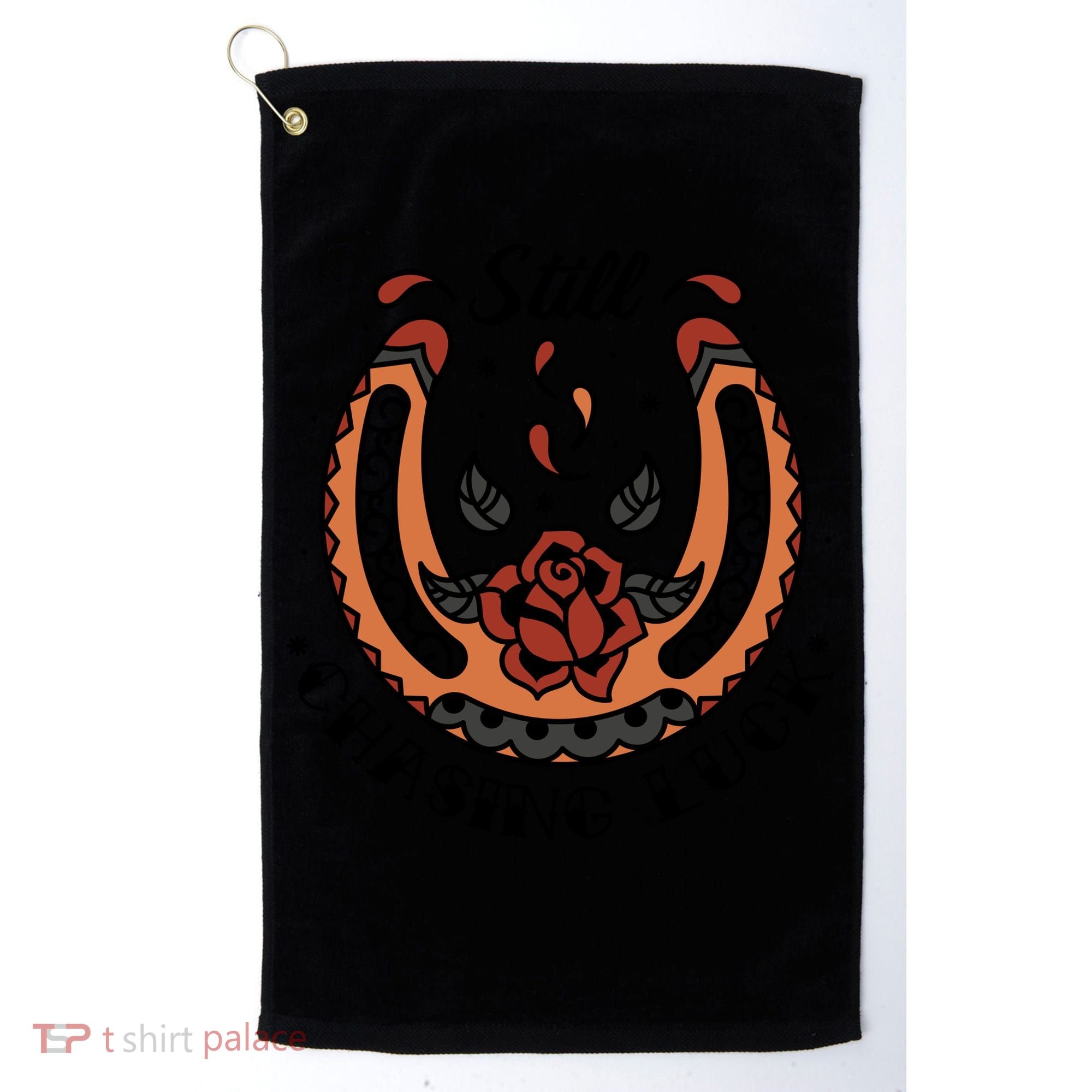 Still Chasing Luck Horseshoe Golf Towel