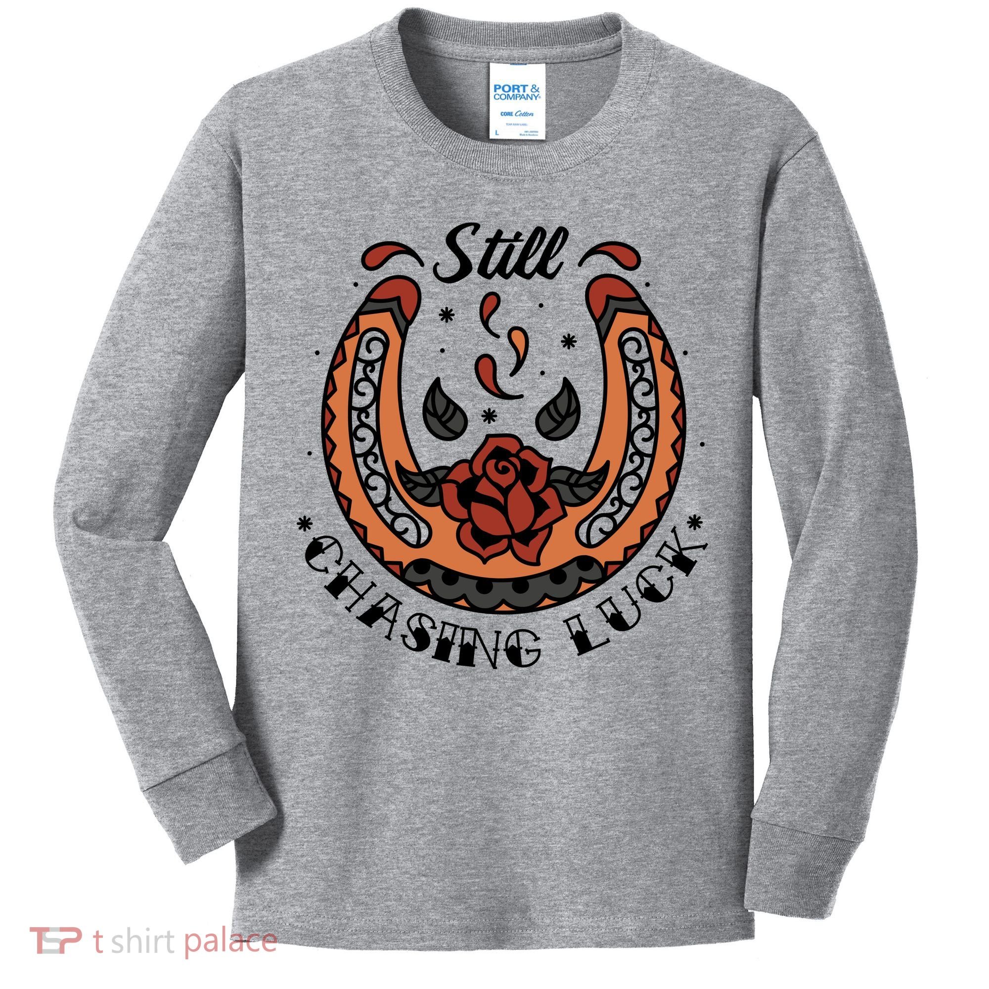 Still Chasing Luck Horseshoe Kids Long Sleeve Shirt