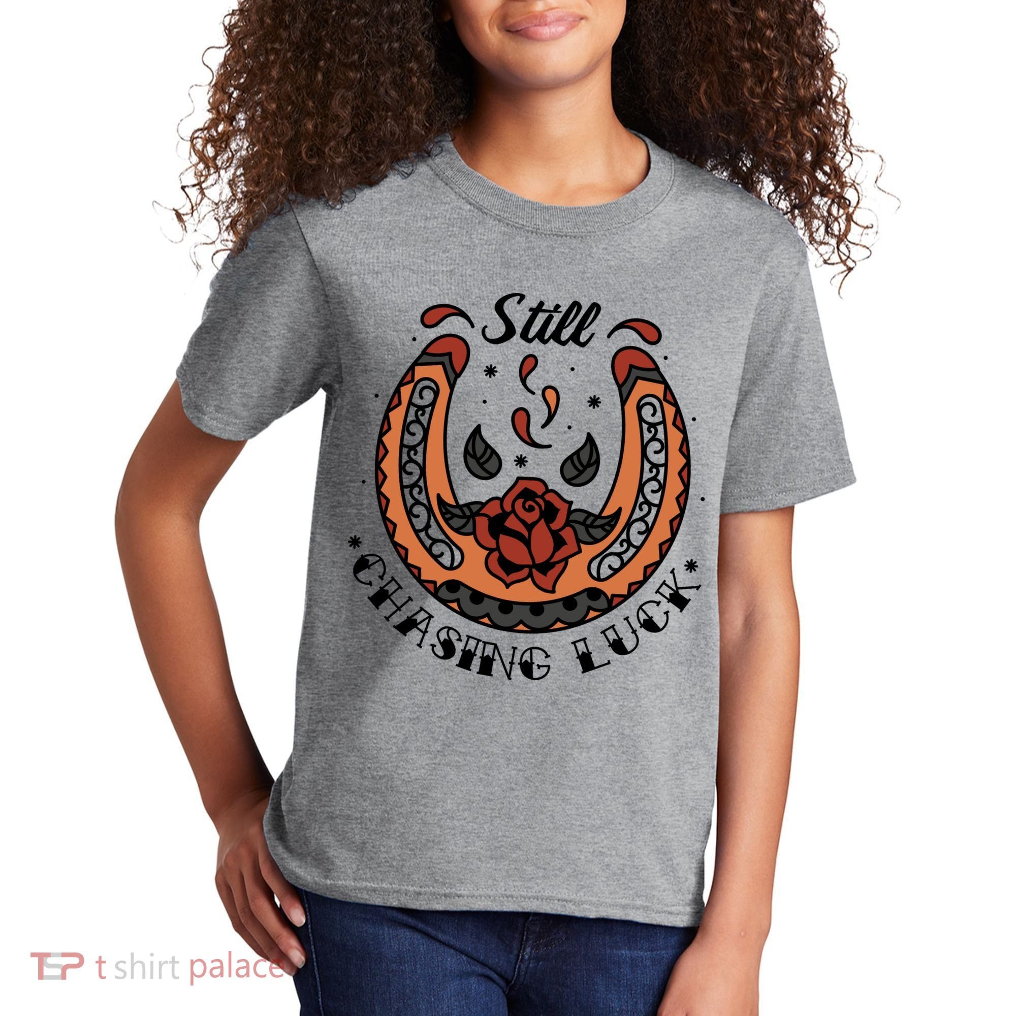 Still Chasing Luck Horseshoe Kids T-Shirt