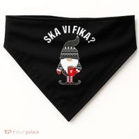 Scandinavian Coffee Lover Ska Vi Fika Tomte Gnome Nordic USA-Made Doggie Bandana thumb 0