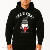 Scandinavian Coffee Lover Ska Vi Fika Tomte Gnome Nordic Hoodie thumb 2