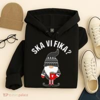 Scandinavian Coffee Lover Ska Vi Fika Tomte Gnome Nordic Hoodie thumb 4