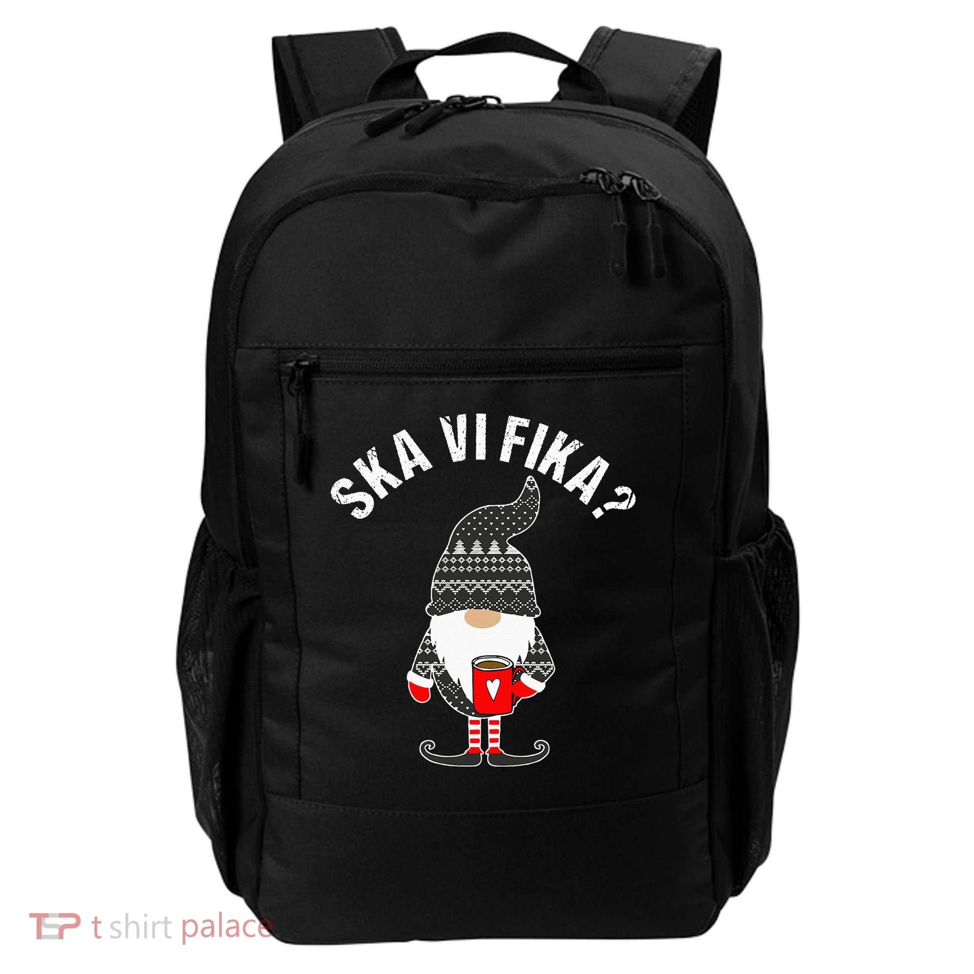 Scandinavian Coffee Lover Ska Vi Fika Tomte Gnome Nordic Backpack