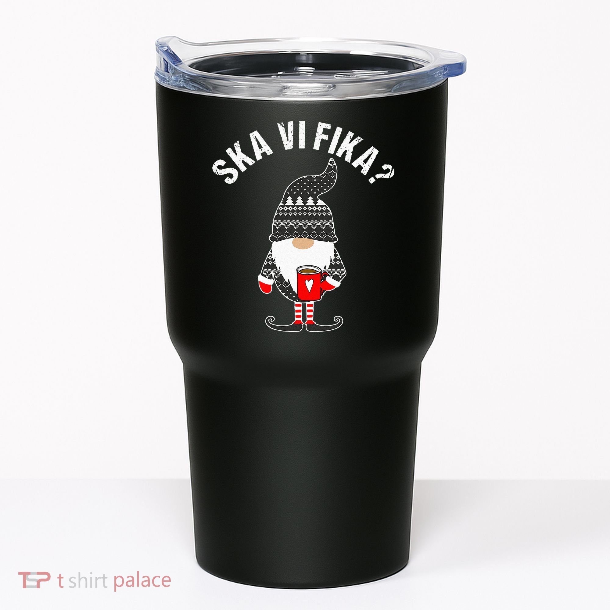 Scandinavian Coffee Lover Ska Vi Fika Tomte Gnome Nordic Tumbler