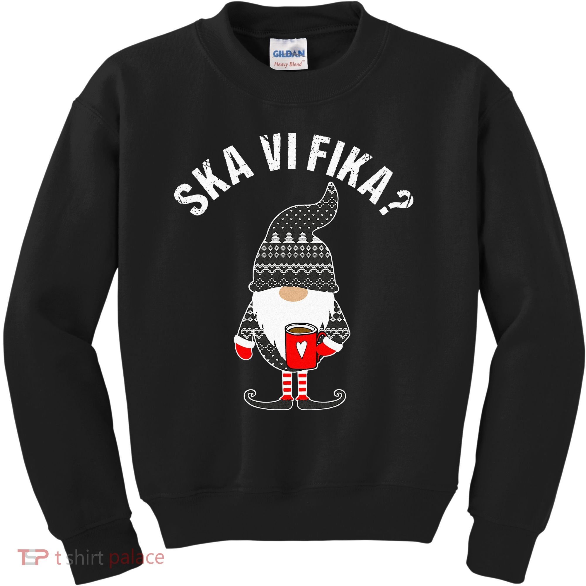 Scandinavian Coffee Lover Ska Vi Fika Tomte Gnome Nordic Kids Sweatshirt