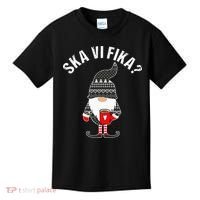Scandinavian Coffee Lover Ska Vi Fika Tomte Gnome Nordic Kids T-Shirt thumb 0
