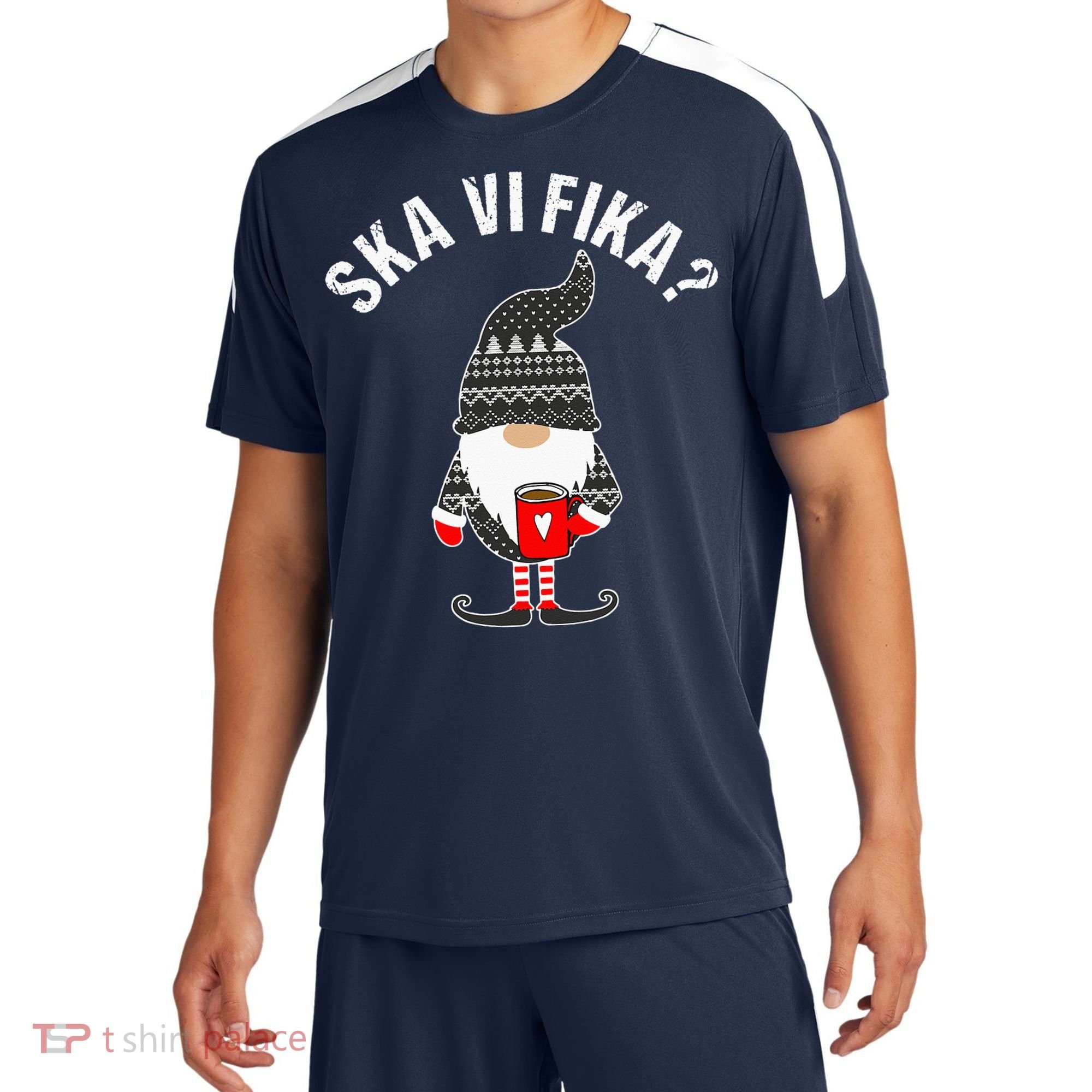 Scandinavian Coffee Lover Ska Vi Fika Tomte Gnome Nordic Sport-Tek Competitor United Soccer Jersey