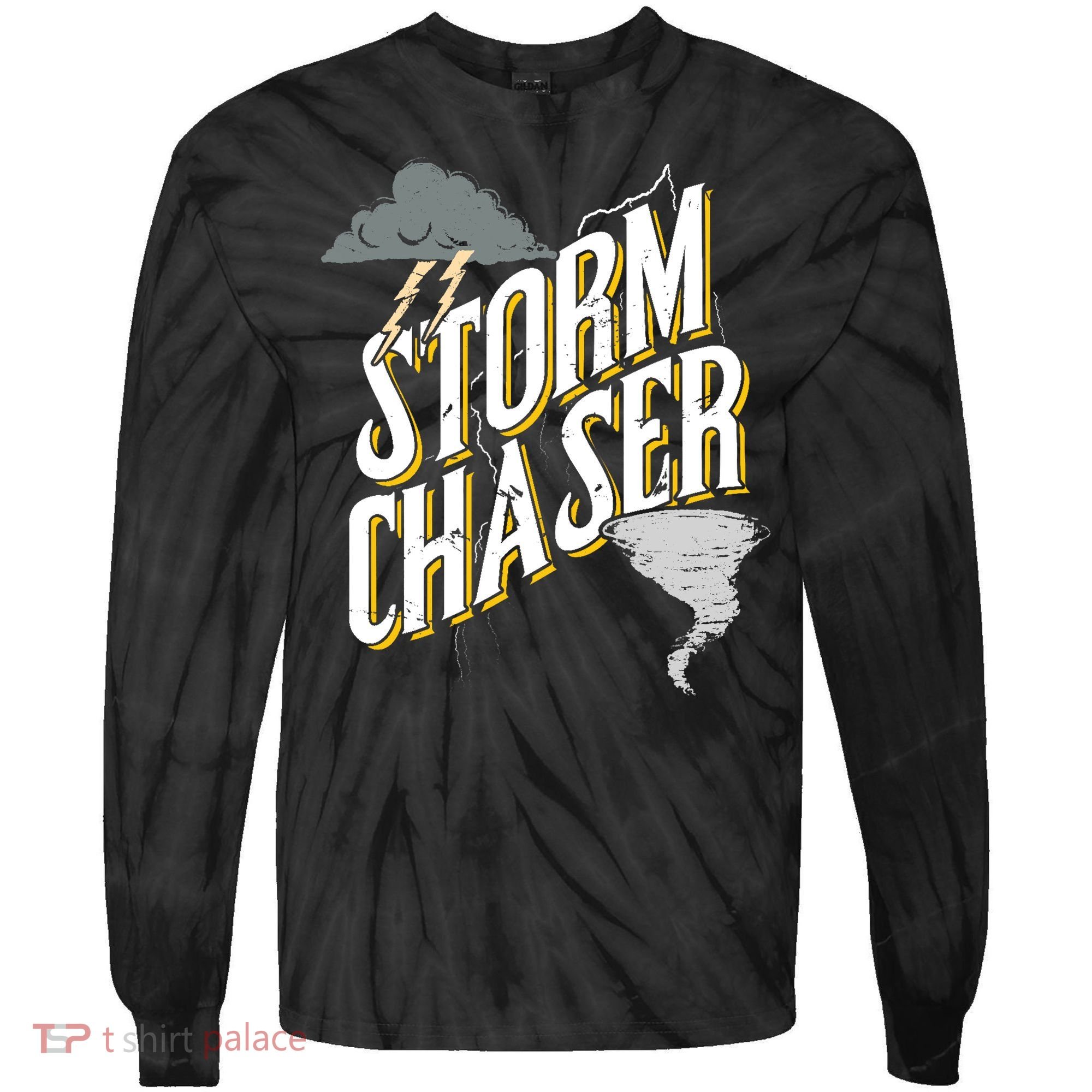 Storm Chaser Lightning | Tornado Hurricane | Storm Chasing Tie-Dye Long Sleeve Shirt