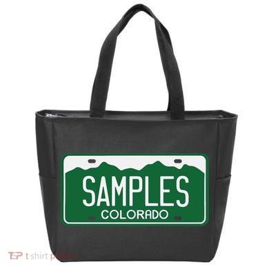Samples Colorado License Plate Tote Bag