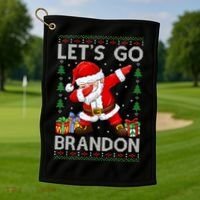 Santa Claus Let’s Go Braden Brandon Christmas Ugly Sweater Cool Gift Golf Towel thumb 1