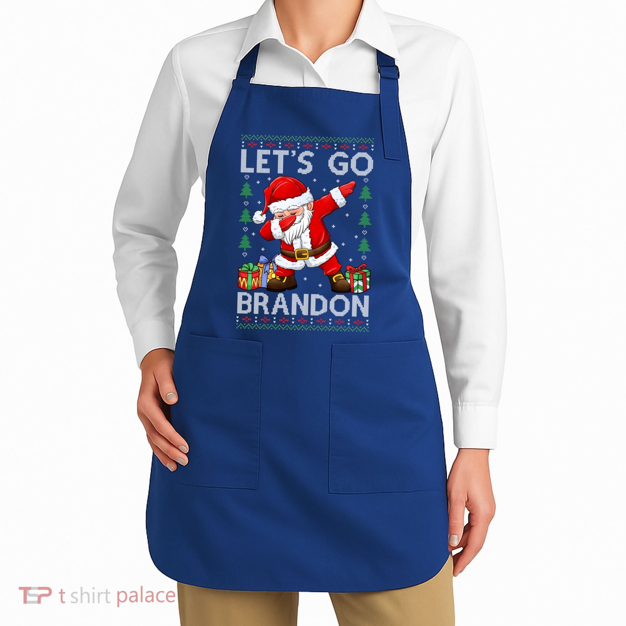 Santa Claus Let’s Go Braden Brandon Christmas Ugly Sweater Cool Gift Apron