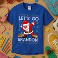 Santa Claus Let’s Go Braden Brandon Christmas Ugly Sweater Cool Gift Kids T-Shirt thumb 3