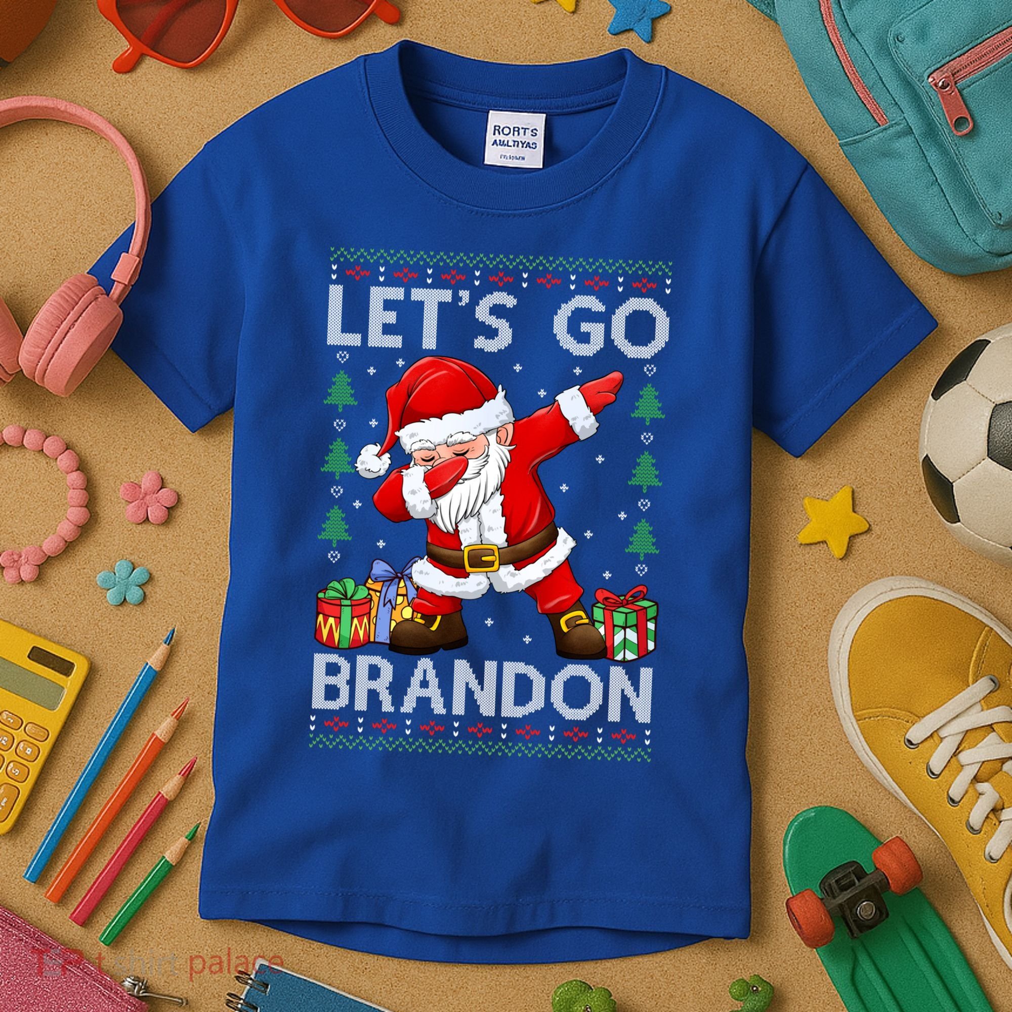 Santa Claus Let’s Go Braden Brandon Christmas Ugly Sweater Cool Gift Kids T-Shirt