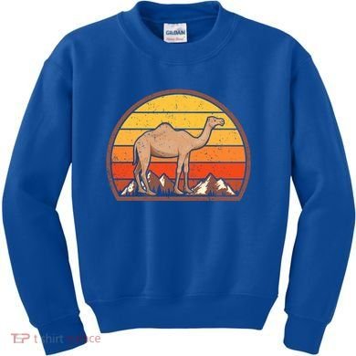 Sunset Camel Lover Gift Vintage Retro Camel Gift Kids Sweatshirt